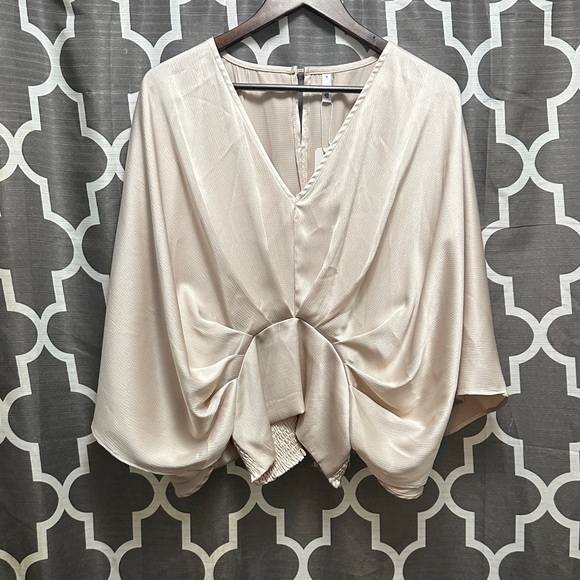 glam Tops - Glam Cream Draped Women's Blouse